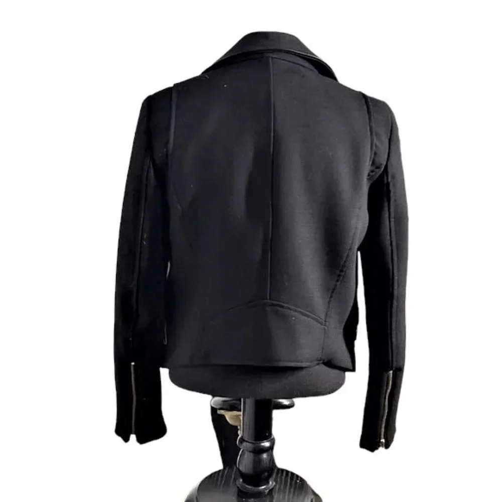 (70% OFF) EUC Zara Genuine Leather Trim BLACK Moto jacket MEDIUM MSRP: $228 - Picture 2 of 6